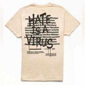 Uprisers Hate is a virus cream tee large graphic shirt graffiti